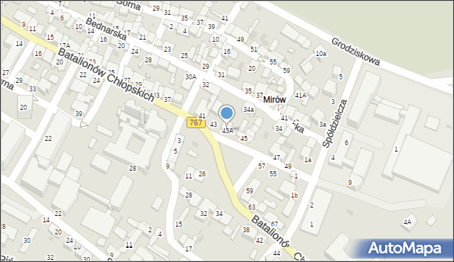 Pińczów, Batalionów Chłopskich, 43A, mapa Pińczów