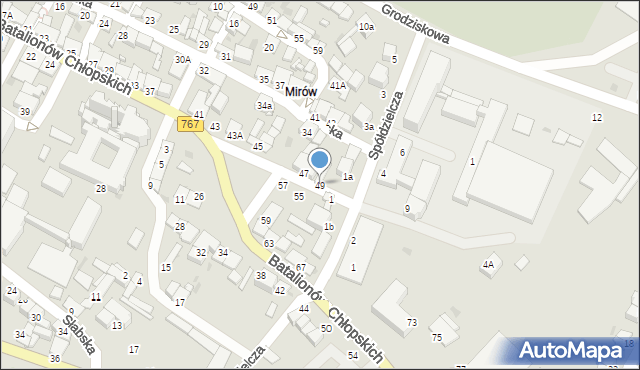 Pińczów, Batalionów Chłopskich, 49, mapa Pińczów