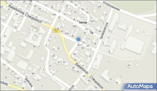 Pińczów, Batalionów Chłopskich, 57, mapa Pińczów