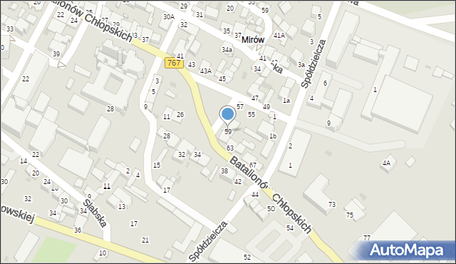 Pińczów, Batalionów Chłopskich, 59, mapa Pińczów