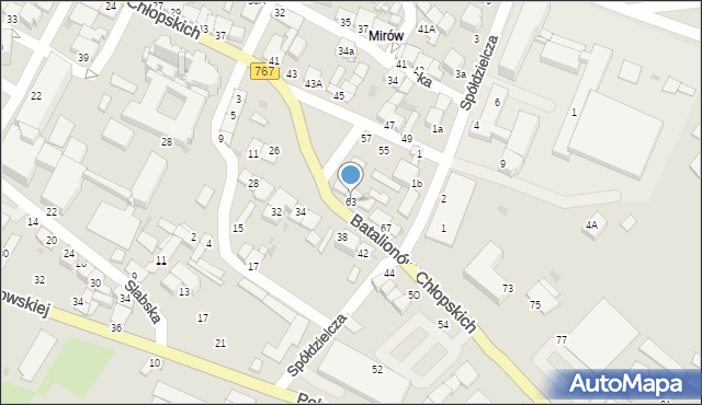 Pińczów, Batalionów Chłopskich, 63, mapa Pińczów