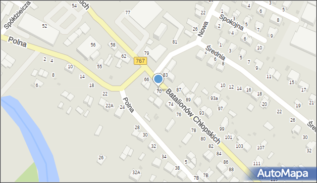 Pińczów, Batalionów Chłopskich, 70, mapa Pińczów