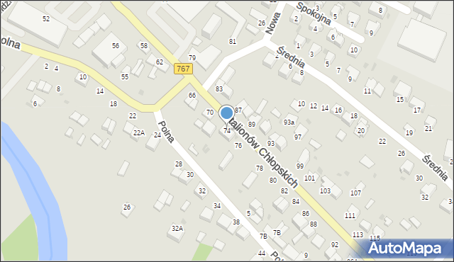 Pińczów, Batalionów Chłopskich, 74, mapa Pińczów