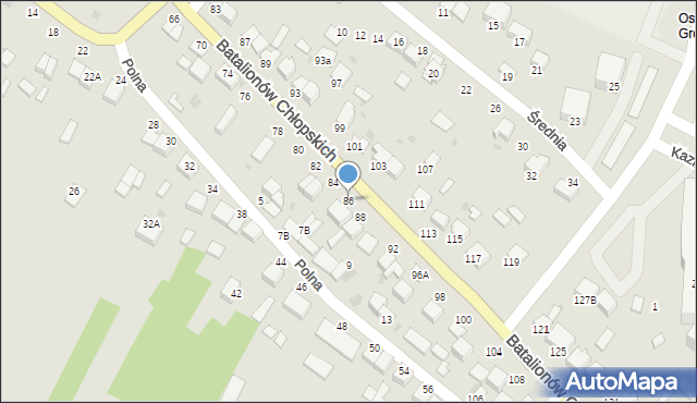 Pińczów, Batalionów Chłopskich, 86, mapa Pińczów