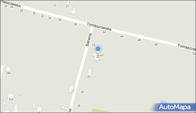 Piotrków Trybunalski, Barwna, 22, mapa Piotrków Trybunalski