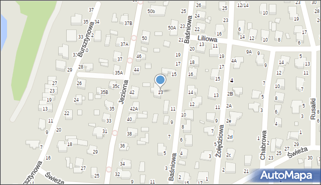 Piotrków Trybunalski, Baśniowa, 13, mapa Piotrków Trybunalski