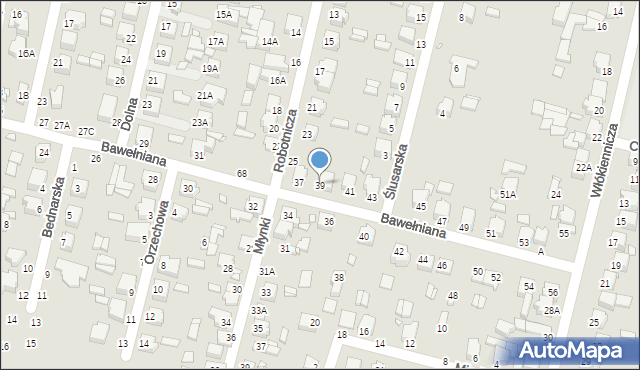 Piotrków Trybunalski, Bawełniana, 39, mapa Piotrków Trybunalski