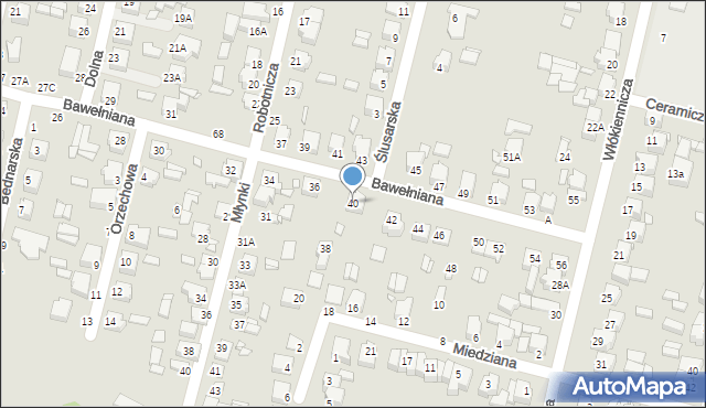 Piotrków Trybunalski, Bawełniana, 40, mapa Piotrków Trybunalski