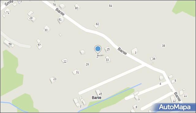 Piwniczna-Zdrój, Banie, 27, mapa Piwniczna-Zdrój