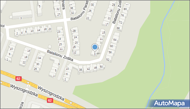 Płock, Batalionu Zośka, 1, mapa Płock