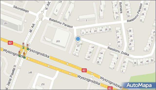 Płock, Batalionu Zośka, 10, mapa Płock
