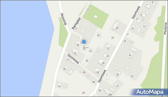 Pluski, Bartąska, 23, mapa Pluski