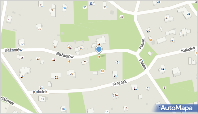Podkowa Leśna, Bażantów, 5, mapa Podkowa Leśna