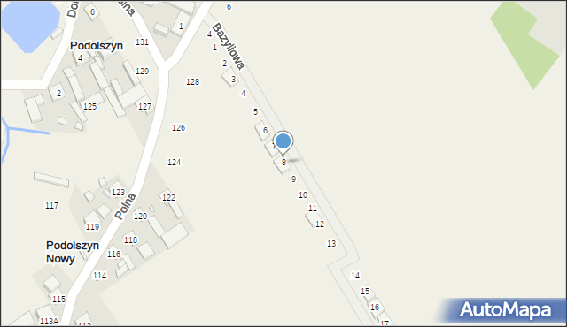 Podolszyn, Bazyliowa, 8, mapa Podolszyn