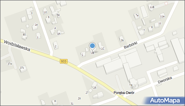 Poręba, Barbórki, 1B, mapa Poręba