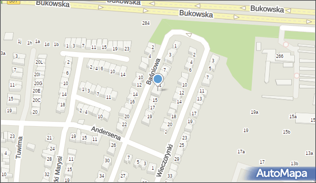 Poznań, Baśniowa, 13, mapa Poznania