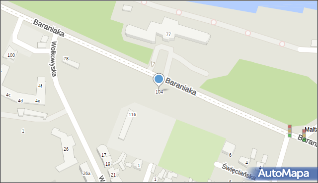 Poznań, Baraniaka Antoniego, abp., 104, mapa Poznania