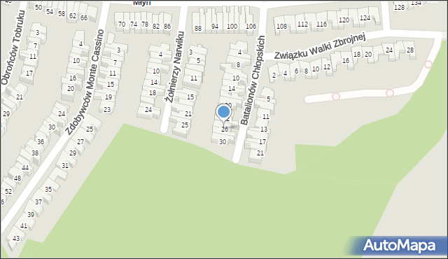 Poznań, Batalionów Chłopskich, 26, mapa Poznania