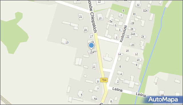 Pradła, Batalionów Chłopskich, 11A, mapa Pradła