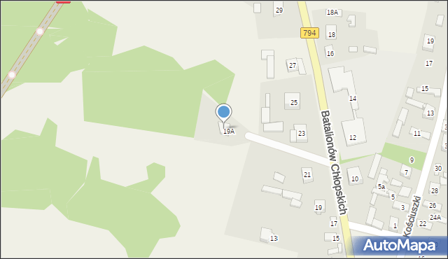 Pradła, Batalionów Chłopskich, 22a, mapa Pradła