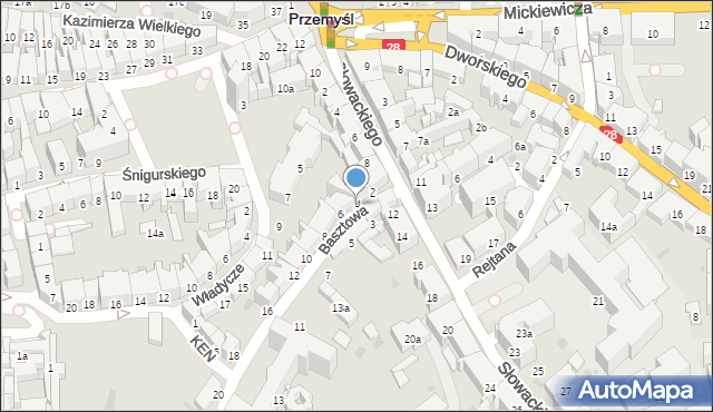 Przemyśl, Basztowa, 4, mapa Przemyśla
