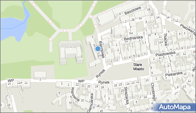 Pszczyna, Basztowa, 1, mapa Pszczyny