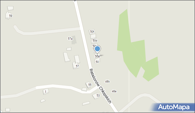 Pszczyna, Batalionów Chłopskich, 50a, mapa Pszczyny