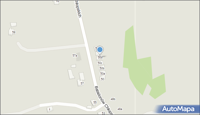 Pszczyna, Batalionów Chłopskich, 50d, mapa Pszczyny