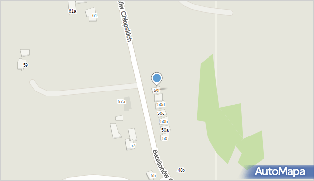 Pszczyna, Batalionów Chłopskich, 50f, mapa Pszczyny