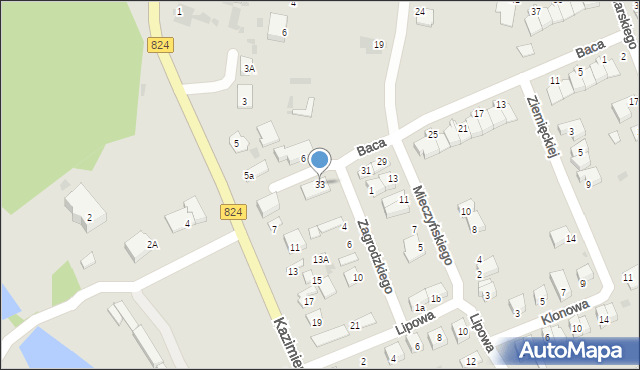 Puławy, Baca Stanisława, 33, mapa Puław