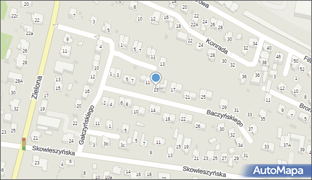 Puławy, Baczyńskiego Krzysztofa Kamila, 13, mapa Puław
