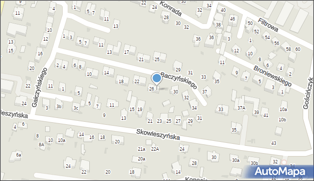 Puławy, Baczyńskiego Krzysztofa Kamila, 28, mapa Puław