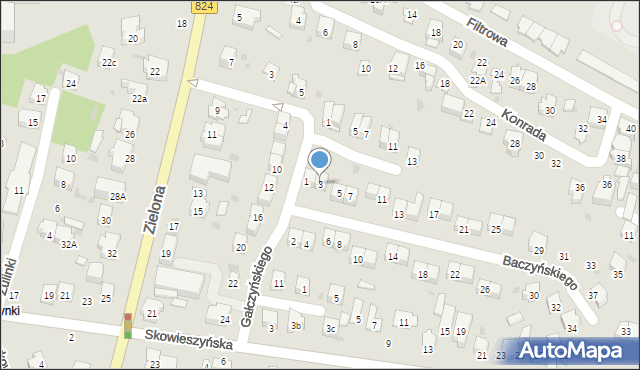 Puławy, Baczyńskiego Krzysztofa Kamila, 3, mapa Puław
