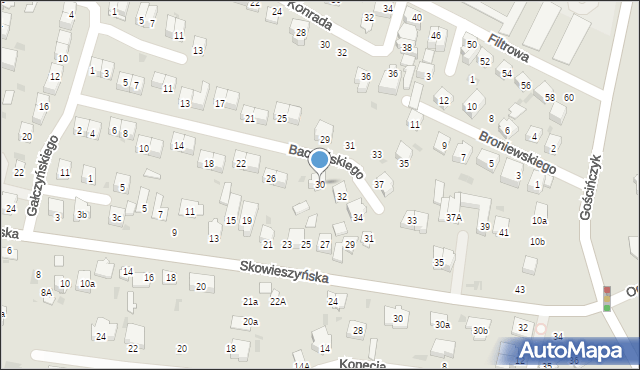 Puławy, Baczyńskiego Krzysztofa Kamila, 30, mapa Puław