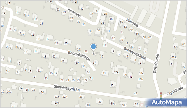 Puławy, Baczyńskiego Krzysztofa Kamila, 33, mapa Puław