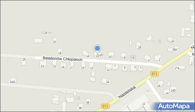 Pułtusk, Batalionów Chłopskich, 12, mapa Pułtusk