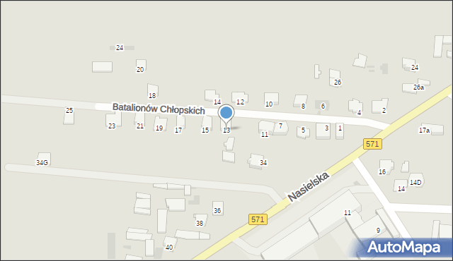 Pułtusk, Batalionów Chłopskich, 13, mapa Pułtusk