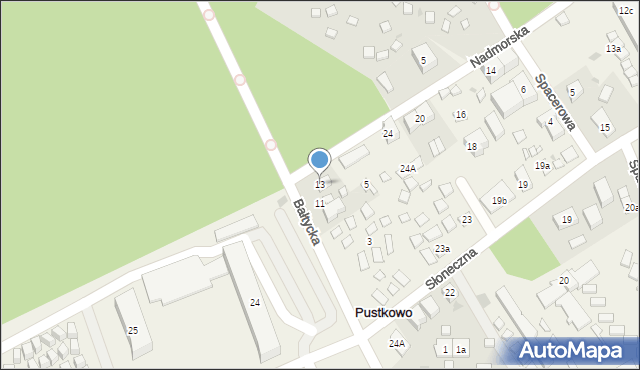 Pustkowo, Bałtycka, 13, mapa Pustkowo