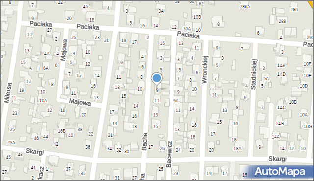 Radom, Bacha Jana Sebastiana, 9, mapa Radomia