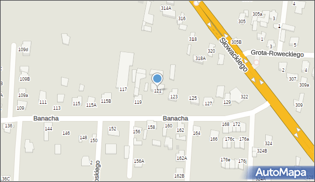 Radom, Banacha Stefana, 121, mapa Radomia