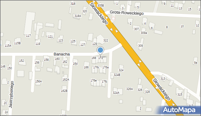 Radom, Banacha Stefana, 172, mapa Radomia