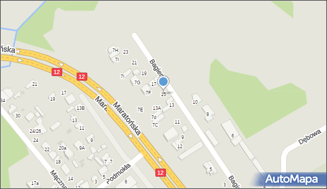 Radom, Bagienna, 15, mapa Radomia