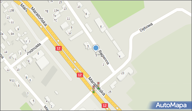 Radom, Bagienna, 3, mapa Radomia
