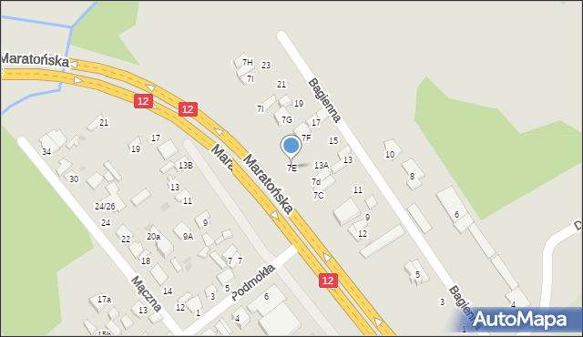 Radom, Bagienna, 7E, mapa Radomia