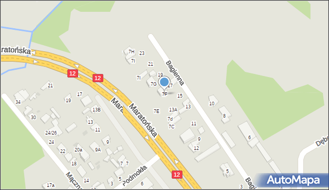 Radom, Bagienna, 7F, mapa Radomia