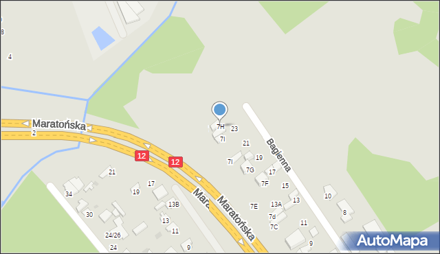 Radom, Bagienna, 7H, mapa Radomia