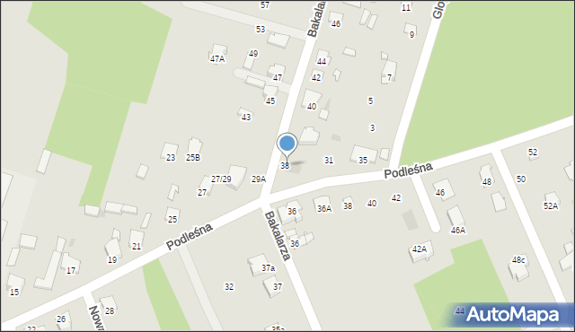 Radom, Bakalarza Edmunda, 38a, mapa Radomia