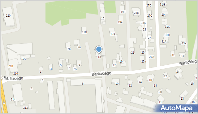 Radom, Barlickiego Norberta, 13, mapa Radomia