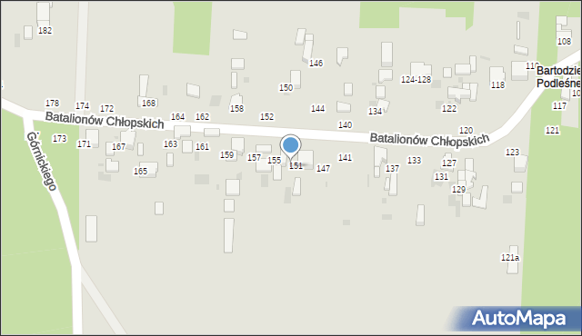 Radomsko, Batalionów Chłopskich, 153, mapa Radomsko