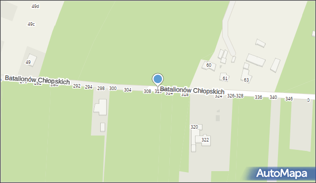 Radomsko, Batalionów Chłopskich, 310, mapa Radomsko